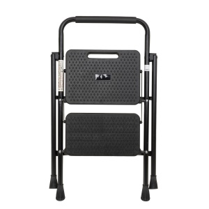 Scara metalica Zilan cu 2 trepte, pliabila, negru, 82x46x50 cm, greutate maxima 150kg, ZTS8086 - Img 3