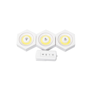 Set 3 lampi cu LED Zilan cu telecomanda, autoadezive, reglare intensitate, diametru 8.2cm, inaltime 2.3cm, ZTS8222