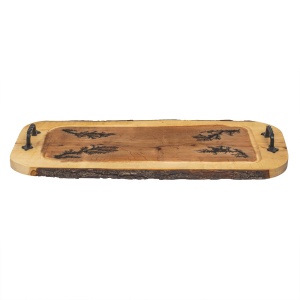 Tava din lemn Zilan, sculptata, cu manere din fier forjat, 61x30x2.5 cm, 3kg, EXT10130 - Img 2