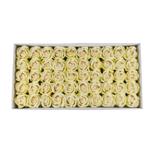 Trandafiri din sapun Love, 50 buc/set, galben pai + ivoire, inaltime 6.5 cm, diametru 5 cm, cod SF003-13 - Img 1