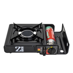 Aragaz camping Zilan, cu arzator, alimentare dubla butelie spray sau gaz, flacara antivant, 30x25x12 cm, ZTS5576