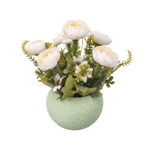 Aranjament floral Zilan, in ghiveci ceramic, trandafiri, culoare verde, 11x11x20 cm, ZTS8057_3 - Img 2