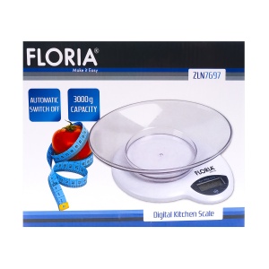 Cantar de bucatarie Zilan, electronic, 3kg, alb, plastic, oprire automata, indicator suprasarcina, 38x13x36 cm, ZLN7697 - Img 2