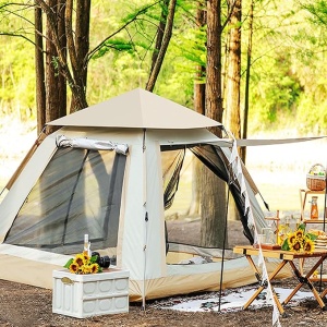 Cort de camping Z-TOOLS pentru 4 persoane, impermeabil, 200x200x150 cm, 2 usi, instalare rapida, ZTS8466 - Img 3
