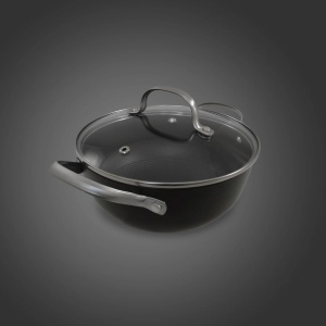 Cratita din fonta OTI, 20 cm, 2 L, inaltime 8.5 cm, capac sticla termorezistenta, usor de manevrat, cod OTI0014 - Img 1