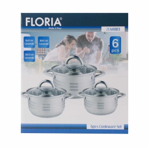 Cratite Floria, 3 cratite inox cu capac, 1.5L + 2L + 3L, baza 3 straturi, 16x11 cm + 18x12 cm + 20x13 cm, ZLN4083 - Img 3