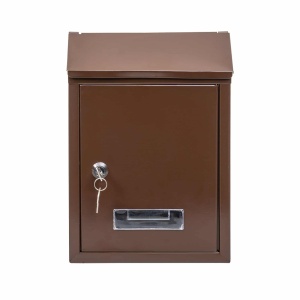 Cutie postala metalica Zilan, 21.7x7x30 cm, montare perete, deschidere laterala, culoare maronie, ZTS5732_M - Img 1