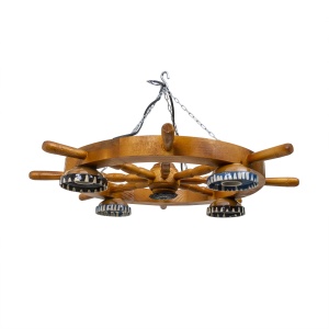 Lustra lemn, 4 castrone, diametru roata 47cm, diametru total 64cm, maro EXT10413_1 - Img 3