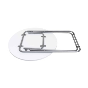 Masa plianta rotunda Zilan 70x70cm, alb, cu blat mdf si picioare metalice, 4 scaune pliant, ZLN6944_4S - Img 4
