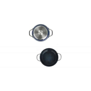 Oala cu capac Zilan, ceramica si inox, 20cm, 2.1L, inductie, manere inox, usor de curatat, compatibila cu masina de spalat vase, ZLN9600 - Img 2