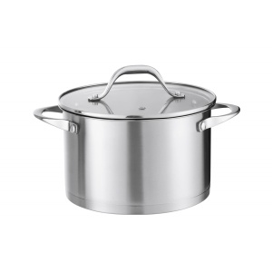 Oala din inox Zilan cu capac de sticla, capacitate 5.5L, diametru 24cm, rezistenta la zgarieturi, compatibila cu gaz, electric si inductie, ZLN1368 - Img 1