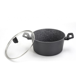Oala Zilan cu capac sticla, diametru 24 cm, inaltime 12 cm, aluminiu cu interior granit, 4L, 34x25x13 cm, 2kg, ZLN3321 - Img 3