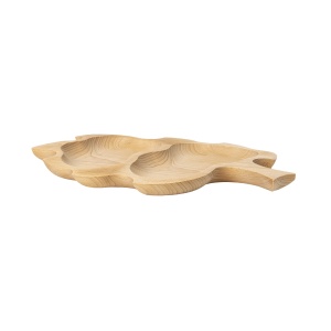 Platou servire din lemn Zilan, compartimentat, forma frunza, 37x27x2 cm, fag, EXT10103 - Img 4