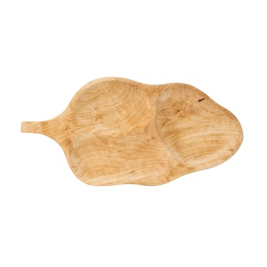 Platou servire Zilan din lemn de arin, oval, compartimentat, 52x26 cm, maro, cod 1039 - Img 2