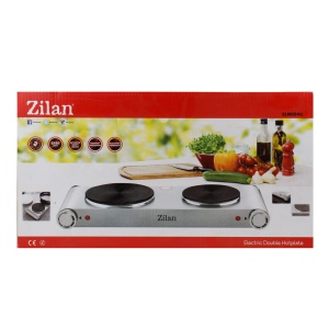 Plita electrica Zilan cu 2 arzatoare, alimentare la retea, 2250W, inox, 57x30x10 cm, ZLN0542 - Img 3