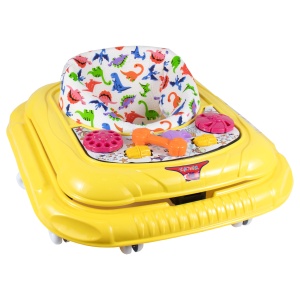 Premergator Zilan cu scaun reglabil, 10 roti pivotante, galben animal print, 64x58x74 cm, ZLN1077_2 - Img 3