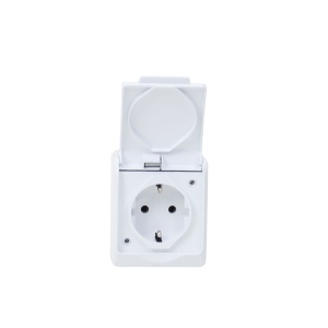 Priza simpla Zilan alba cu capac, alimentare 16A/250V, IP44, 65x76x50 mm, ELPL-0324-02 - Img 1