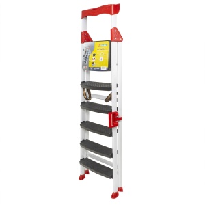 Scara metalica Zilan 5 trepte plus platforma, alb, 195x30x180 cm, 150 kg, ZLN1666 - Img 3