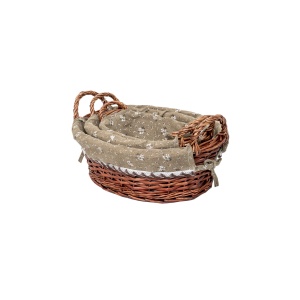 Set 3 cosuri de rachita Zilan, ovale, cu manere, 36x29x18 cm + 32x23x16 cm + 26x17x13 cm, maro inchis, ZTS8429 - Img 2