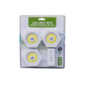 Set 3 lampi cu LED Zilan cu telecomanda, autoadezive, reglare intensitate, diametru 8.2cm, inaltime 2.3cm, ZTS8222 - Img 2