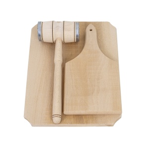 Set 3 piese tocatoare Zilan, ciocan plus tocator dreptunghiular 35x25x2 cm, tocator cu maner 30x15x2 cm, lemn fag, 20mm, EXT6089