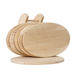 Set 6 tocatoare lemn fag oval, 24x15 cm, bej, Zilan, EXT6084_set - Img 3