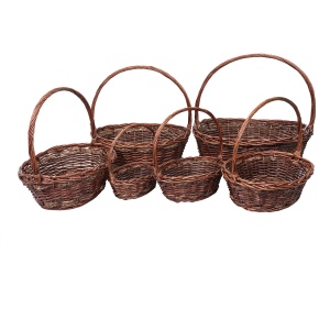 Set cosuri rachita Zilan, 6 cosuri ovale, maro lucios, lungime 64cm, latime 54cm, inaltime 61cm, ZTS8436 - Img 1