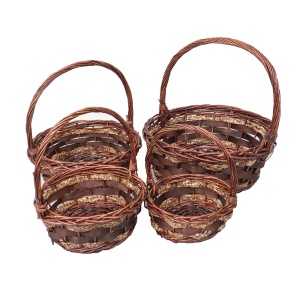 Set cosuri rattan Zilan, 4 cosuri rotunde, maro lucios, diametre: 22-40 cm, inaltime: 27-40 cm, ZTS8000 - Img 2