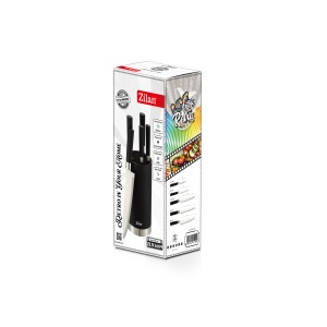 Set cutite inox Zilan, 5 piese, suport negru, cutit chef 20 cm, cutit paine 20 cm, cutit feliat 20 cm, cutit utilitar 12,7 cm, cutit 9 cm, ZLN1609 - Img 3
