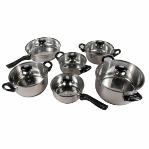 Set oale Zilan, 12 piese, 4 oale (5L+3L+2.2L+1.5L), 1 cratita cu coada (1.5L), 1 tigaie (3L), inaltime 11.5cm, diametru 24cm, inox lucios, cod ZLN1167 - Img 2