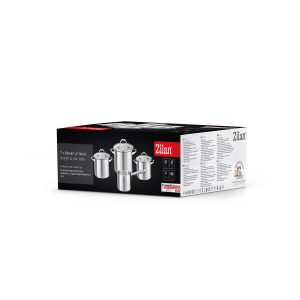Set oale Zilan, 7 piese, inox, cratita 16x9.5 cm, oala 16x9.5 cm + oala 20x12.5 cm + oala 24x14.5 cm, ZLN1344 - Img 2