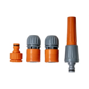 Set pistol multifunctional Zilan pentru furtun si conectori, 4 piese, gri/portocaliu, ZTS5499 - Img 1