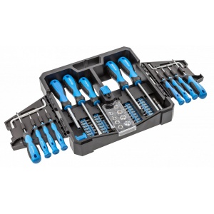 Set surubelnite HOGERT 63 elemente, otel aliaj S2, tubulare crom-vanadiu, maner antiderapant, valiza practica, HT1S105 - Img 1