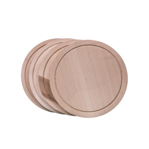Set tocatoare rotunde Zilan, 4 bucati, 25 cm, lemn, bej, EXT10147 - Img 3