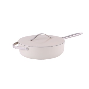 Tigaie inalta Zilan cu capac, interior ceramica, diametru 28cm, crem, 49x30x10 cm, ZLN0880 - Img 1