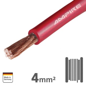XSK04-RED Cablu de alimentare monofilar rosu Ampire de 4mm2 (11AWG), cupru, rola 50m