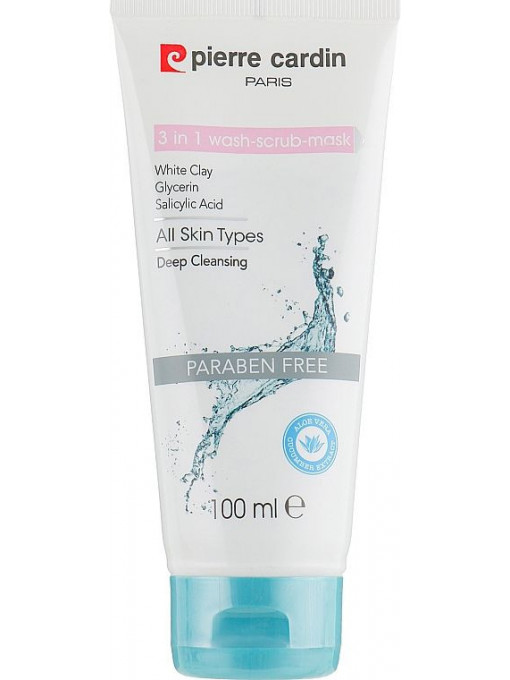 Gel &amp; masca de curatare | 3 in 1 gel de curatare, exfoliant si masca pentru fata cu argila, glicerina si acid salicilic, pierre cardin, 75 ml | 1001cosmetice.ro