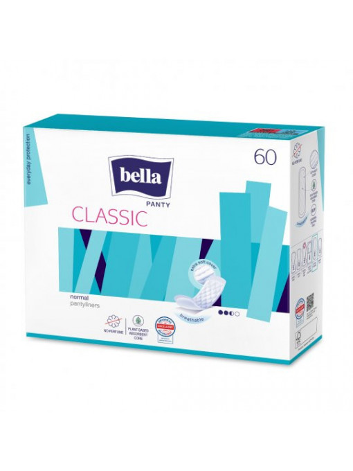 Absorbante zilnice panty Classic fara parfum, Bella, 60 bucati