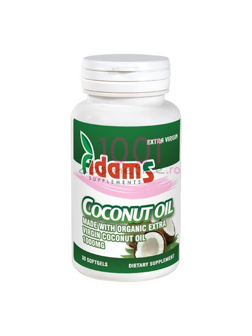Adams coconut oil 1000g suplimente alimentare 30 capsule moi 1 - 1001cosmetice.ro
