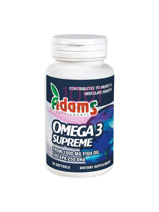 Adams omega 3 supreme 1000 mg ulei de peste 500epa/250dha 30 capsule gelatinoase moi 1 - 1001cosmetice.ro