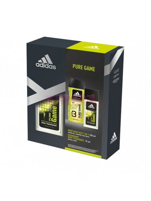 Adidas pure game dns 75 ml + gel de dus 250 ml set 1 - 1001cosmetice.ro