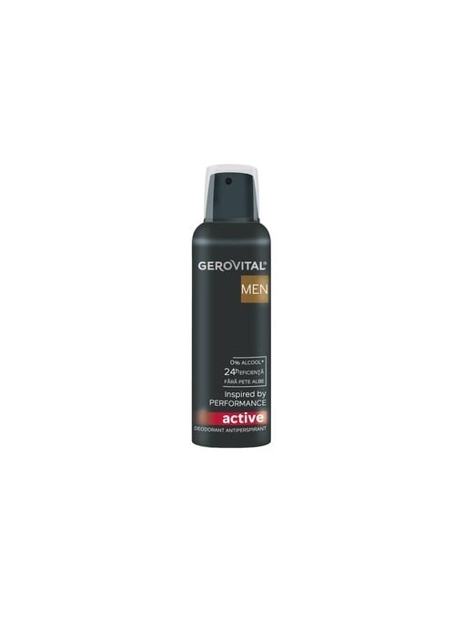 Spray &amp; stick barbati, gerovital | Antiperspirant spray 0% alcool, fara pete albe, active, gerovital men, 150 ml | 1001cosmetice.ro