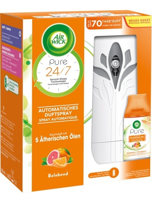 Odorizante camera, air wick | Aparat electric + rezerva odorizant de camera spray 250 ml energizant air wick | 1001cosmetice.ro