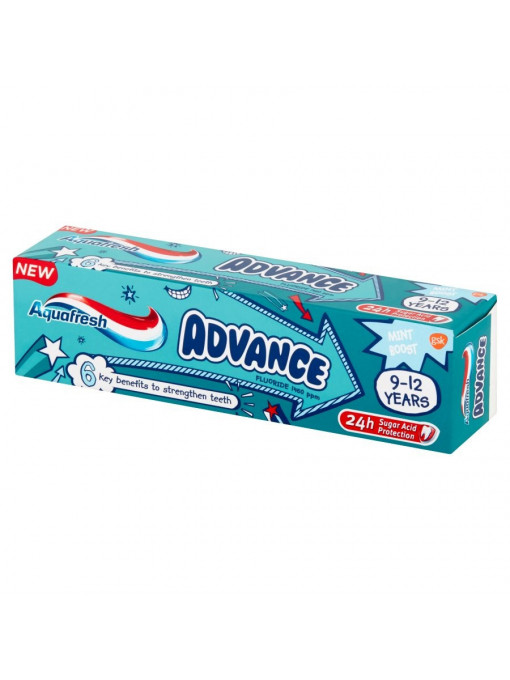 Ingrijire copii, aquafresh | Aquafresh advance mint boost pasta de dinti pentru copii 9-12 ani | 1001cosmetice.ro