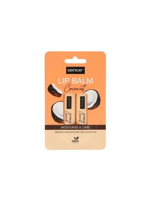 Balsam de buze cu nuca de cocos, Sence, 2 x 4,3 g