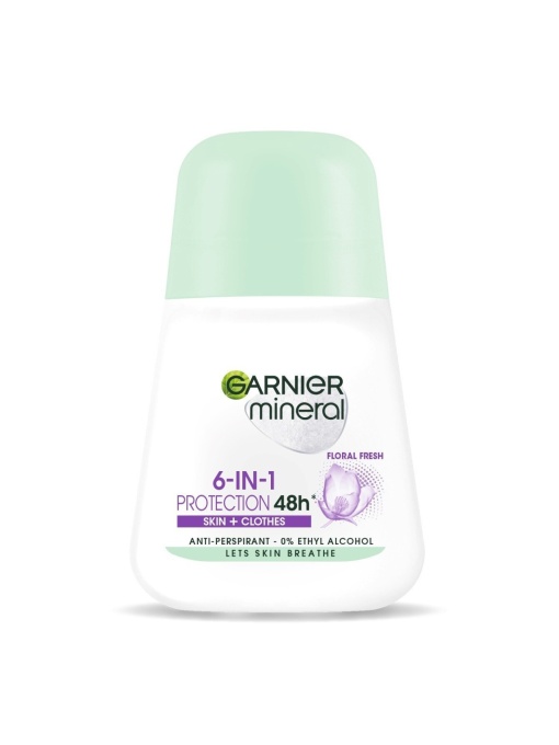 Garnier | Deodorant antiperspirant roll-on pentru femei, floral fresh, 6 in 1 protection 48h, garnier 50 ml | 1001cosmetice.ro