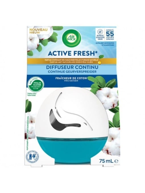 Produse noi | Difuzor odorizant active fresh cotton air wick, 75 ml | 1001cosmetice.ro