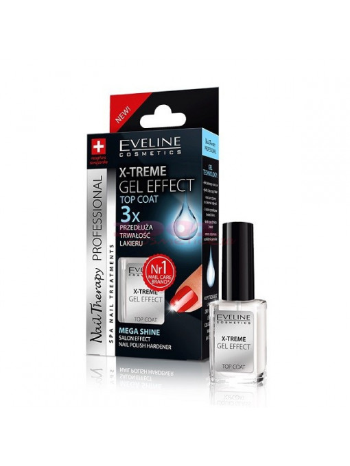 Eveline cosmetics xtreme gel effect fast dry top coat 1 - 1001cosmetice.ro
