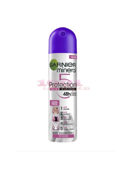 Garnier deodorant anti-perspirant mineral protection 48h cotton fresh femei 1 - 1001cosmetice.ro