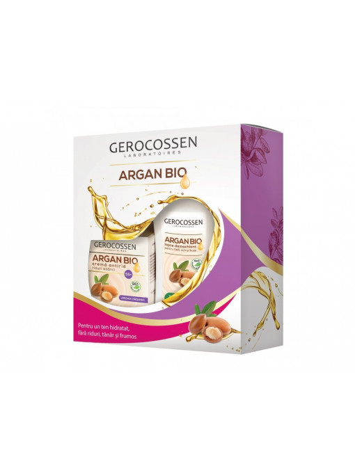 Gerocossen argan bio crema antirid riduri vizibile 45+ + lapte demachiant 200 ml set 1 - 1001cosmetice.ro
